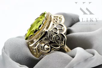 Vintage Inel Peridot galben Aur galben 14K vrc017y